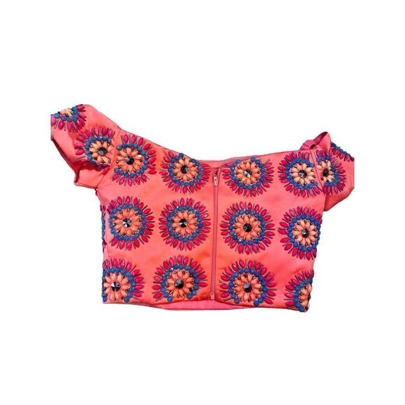 Rachel Allan peach beaded two piece formal prom dress sz 2 - Picture 5 of 6